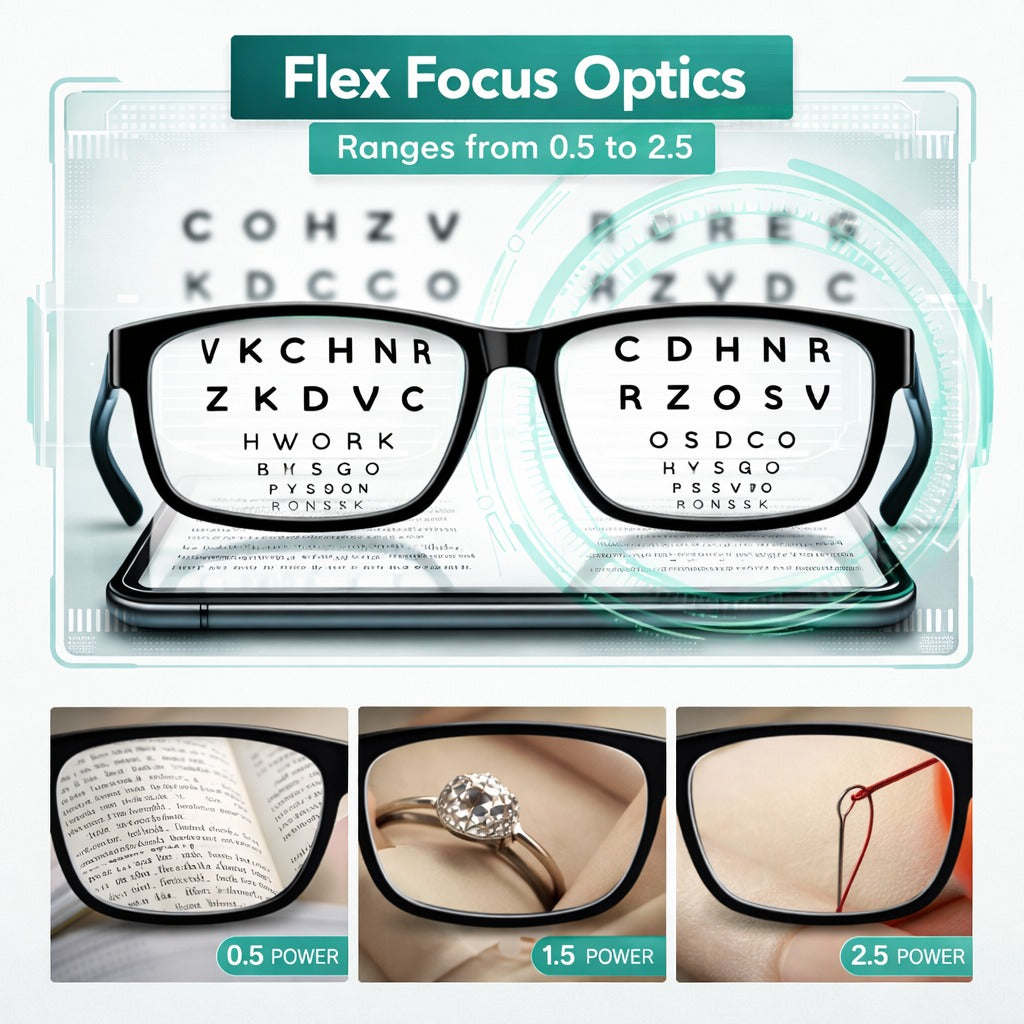 AUTO FOCUS  One Power Readers - AS SEEN ON TV! - Read Small Print and Computer Screens - no Changing Glasses - Flex Focus optics