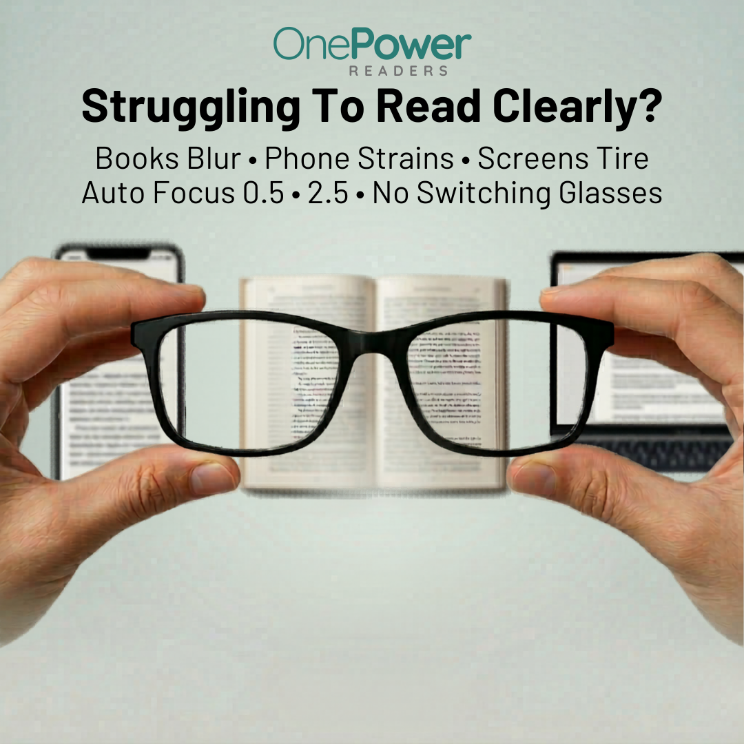 Auto Focus One Power Readers Read Small Print and Computer Screens - no Changing Glasses - Flex Focus optics