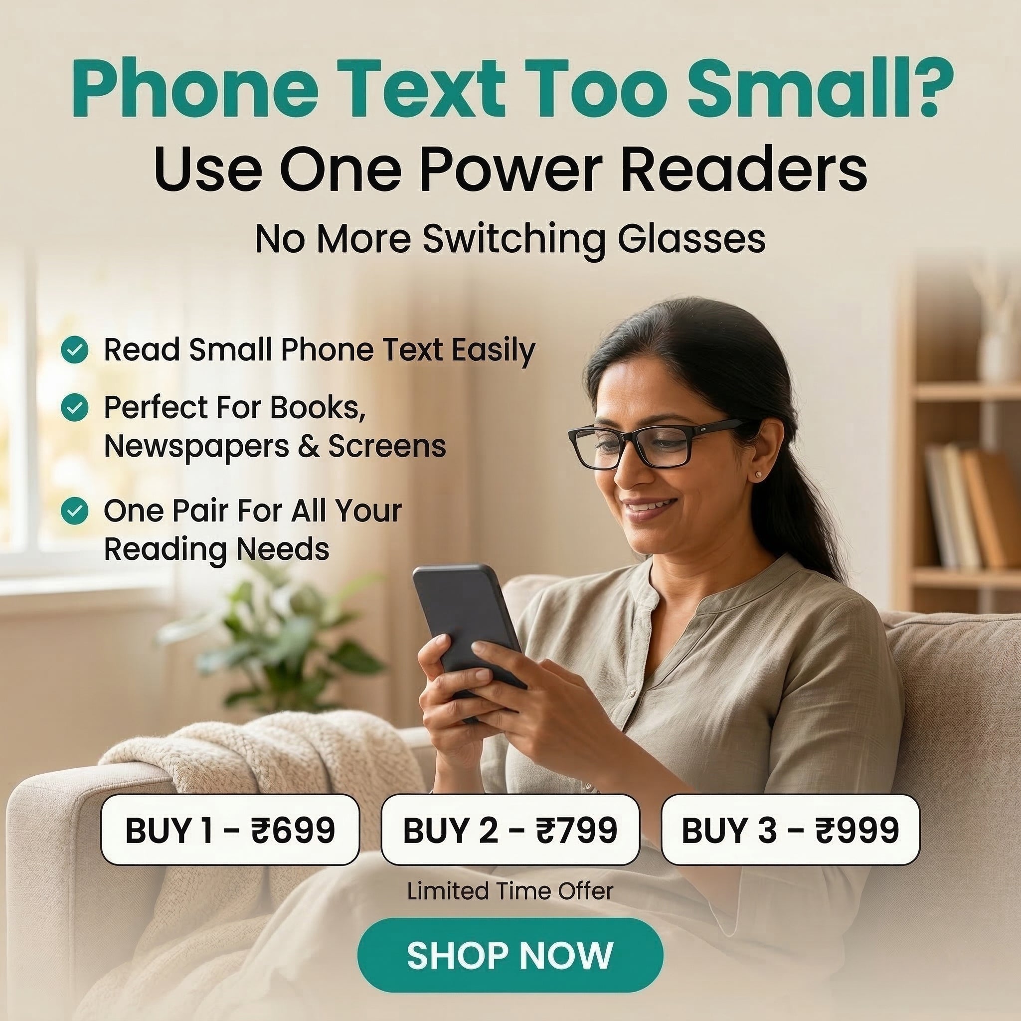 AUTO FOCUS  One Power Readers - AS SEEN ON TV! - Read Small Print and Computer Screens - no Changing Glasses - Flex Focus optics